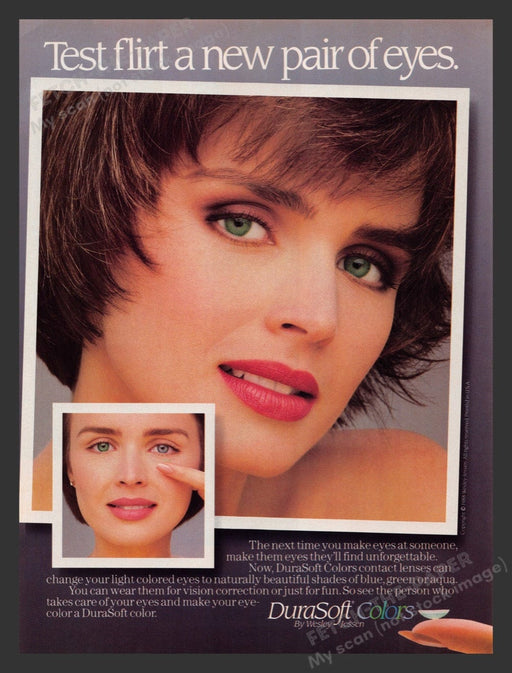 1988 Wesley Jessen DuraSoft Colors Eye Contacts Print Advertisement Ad