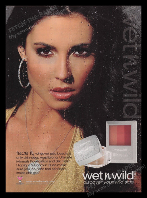 Wet n Wild 2000s Print Advertisement Ad 2008 Cosmetics Sexy Brunette Water Drips Fetch the Paper!