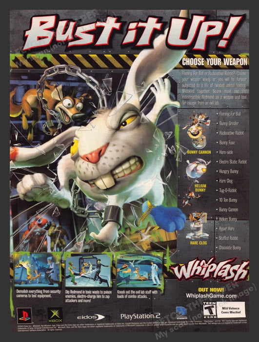 2004 Whiplash "Bust it up!" Video Game Print Advertisement