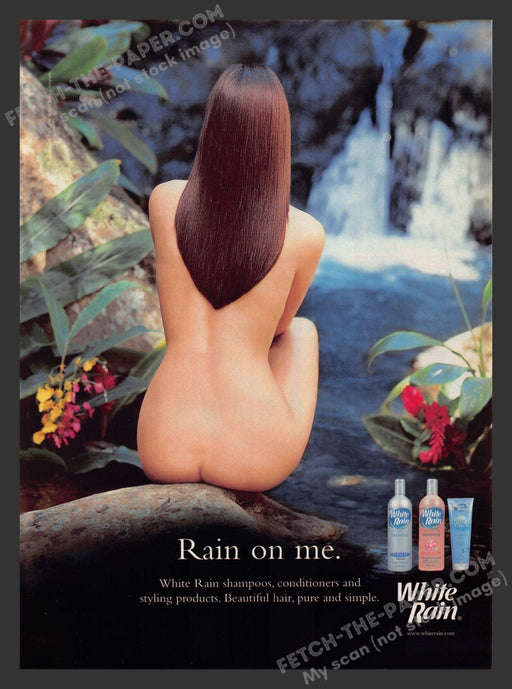 2001 Print Advertisement White Rain Hair Products Waterfall Nude Ad.