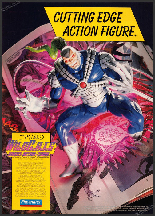 1995 Print Advertisement Wild C.A.T.S. Playmates Warblade Figure Video Game Ad.