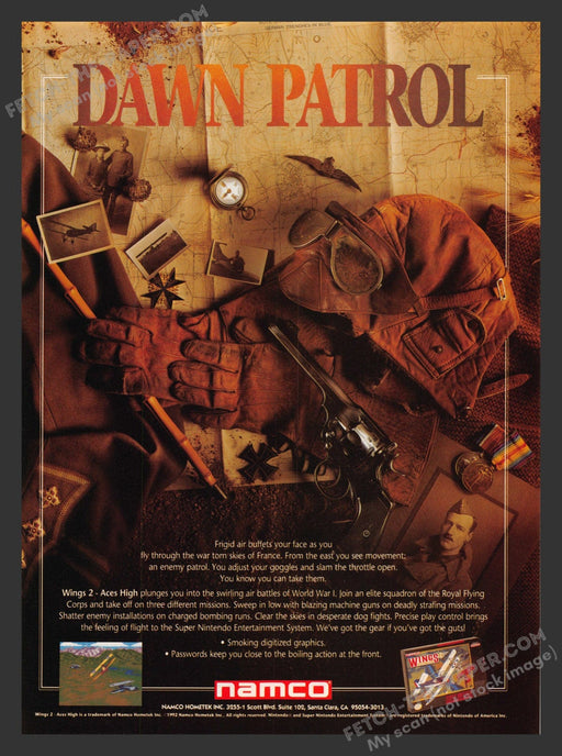 1992 Print Advertisement Wings: Dawn Patrol Video Game Ad.