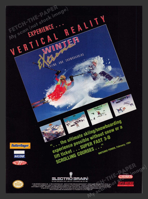 1994 Winter Extreme Skiing & Snowboarding Video Game Print Advertisement