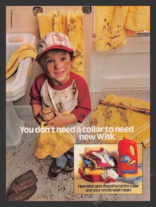 1987 Wisk Laundry Detergent Baseball Little Boy Dirty Print Advertisement Ad