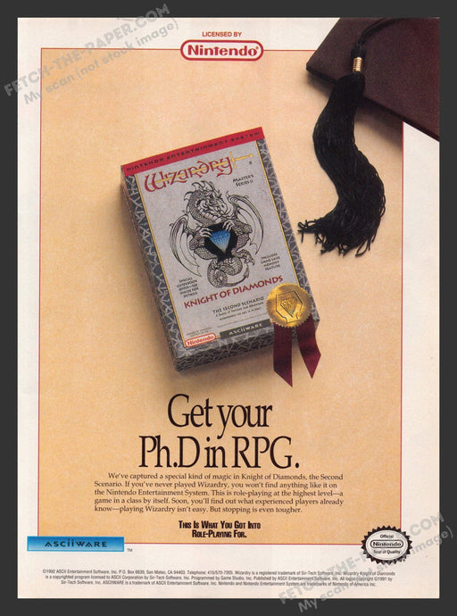Wizardry Knight of Diamonds Video Game 1992 Print Advertisement Fetch the Paper!