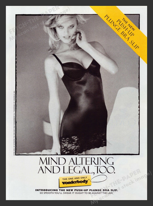 Wonderbody Push-Up Plunge Bra Slip Blonde 1990s Print Advertisement Ad 1996 Fetch the Paper!