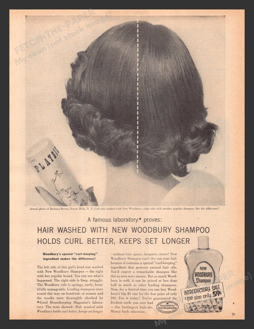 1956 Woodbury Shampoo Half Washed Hair Print Advertisement Ad