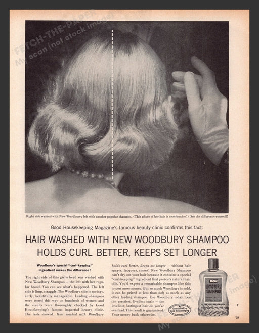 1956 Woodbury Shampoo Holds Curl Better Print Advertisement Ad