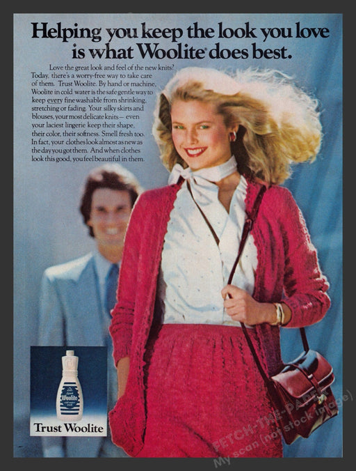 Woolite Christie Brinkley Super Model 1980s Print Advertisement 1981 Fetch the Paper!