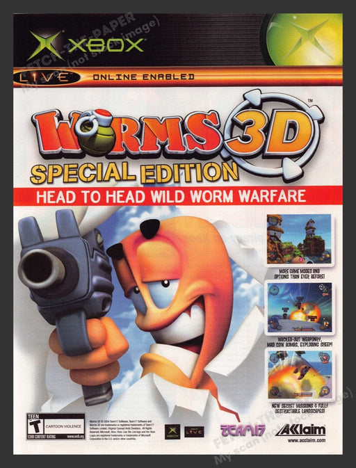 2004 Worms 3D Special Edition Video Game Print Advertisement