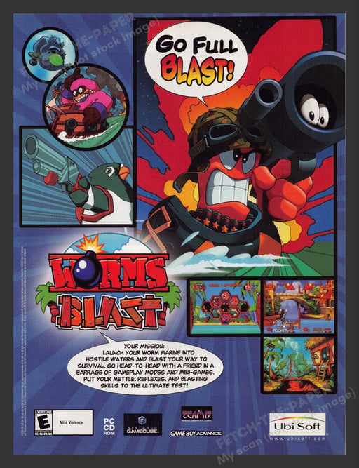 2002 Worms Blast Video Game Print Advertisement