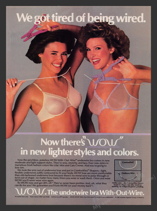 WOW Bra without Wires Two Brunettes 1980s Print Advertisement Ad 1985 Fetch the Paper!