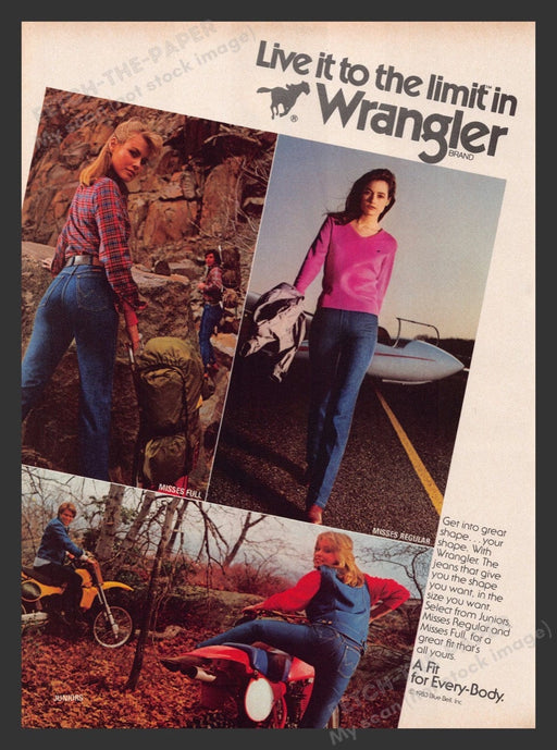 1983 Wrangler Jeans "Live it to the Limit" Print Advertisement Ad