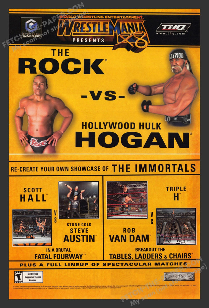 Wrestlemania X8 2002 Print Ad The Rock Hulk Hogan — Fetch