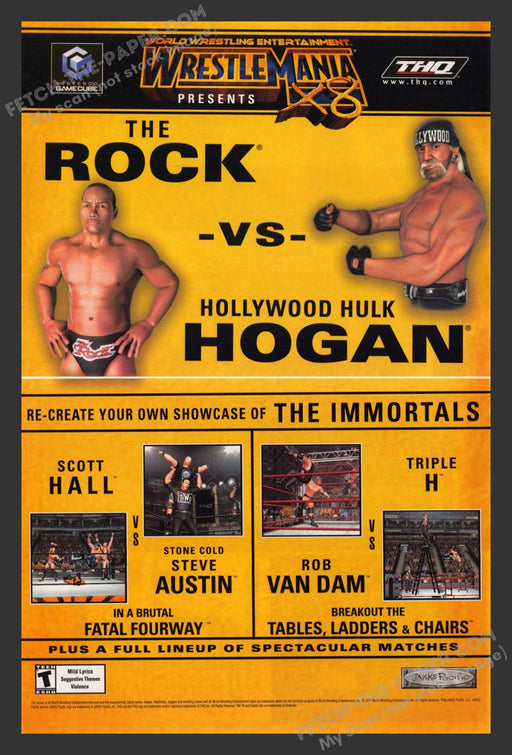 2002 Print Advertisement 2 Page Wrestlemania X8 Rock Hogan Athlete Video Game Ad.