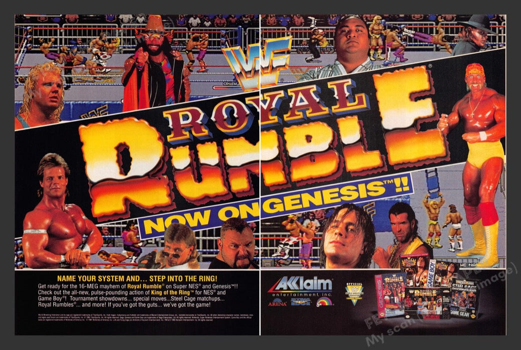 1993 WWF Royal Rumble Hulk Hogan Video Game Print Advertisement (2 Pages)