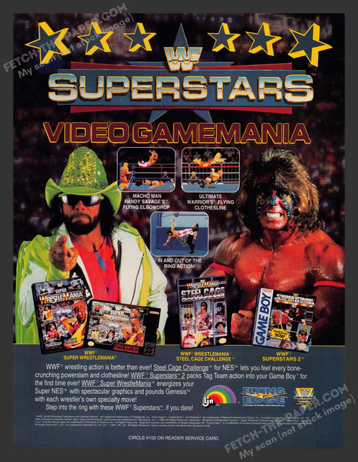 1992 Print Advertisement WWF Superstars Gamemania Athlete Video Game Ad.
