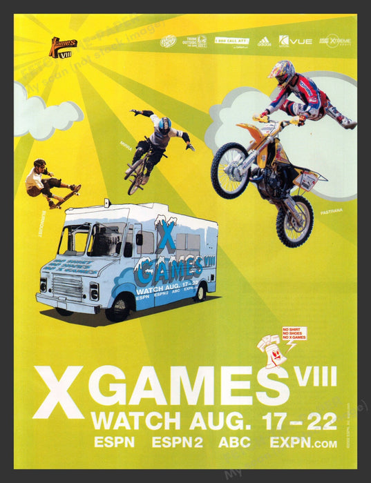 2002 X Games VIII Mirra Pastrana Burnquist Athletes Print Advertisement.