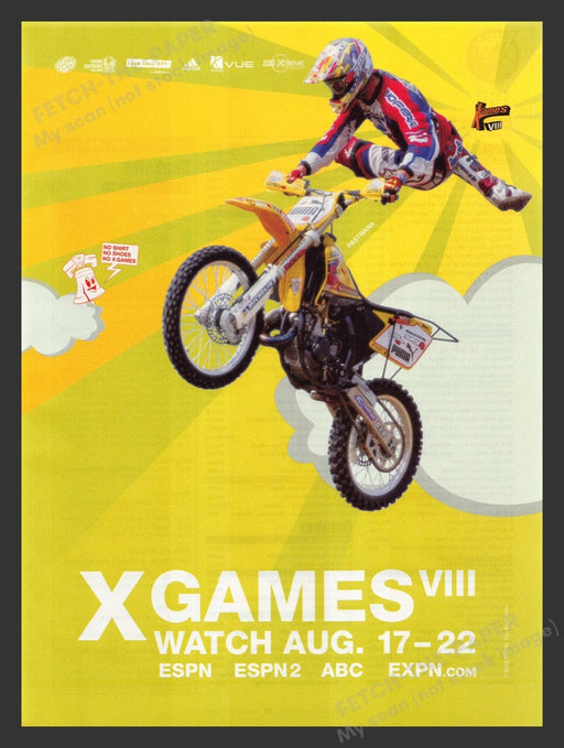 2002 X Games VIII Travis Pastrana Motocross Print Advertisement Ad
