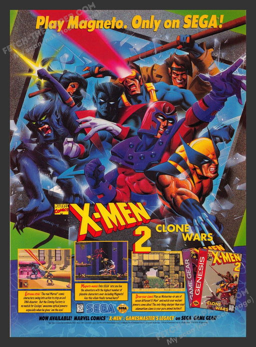 1995 Print Advertisement X-Men 2: Clone Wars Video Game Ad.