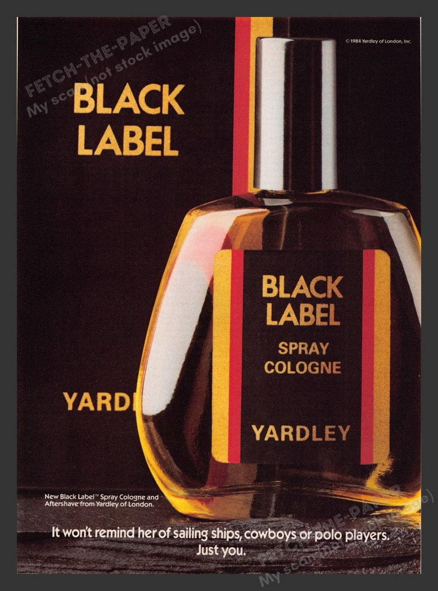 Yardley Black Label Spray Cologne 1980s Print Advertisement Ad