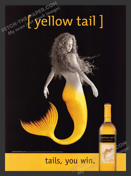 2007 Print Advertisement Yellow Tail Chardonnay Mermaid Alcohol Ad.