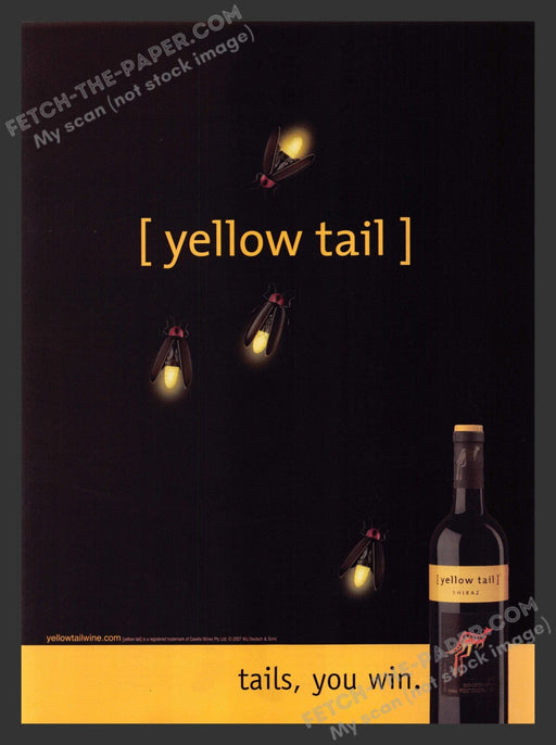 2007 Print Advertisement Yellow Tail Lightning Bug Alcohol Ad.