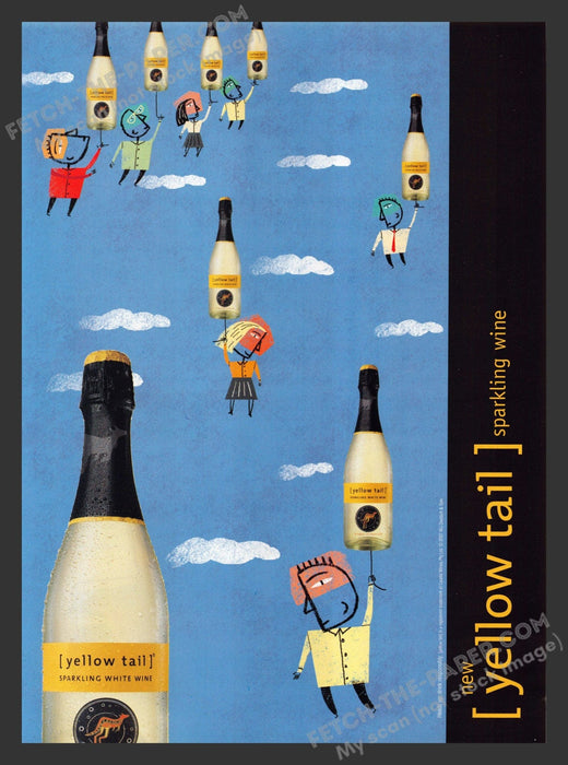 2007 Print Advertisement Yellow Tail Sparkling Wine Sky Balloons Alcohol Ad.