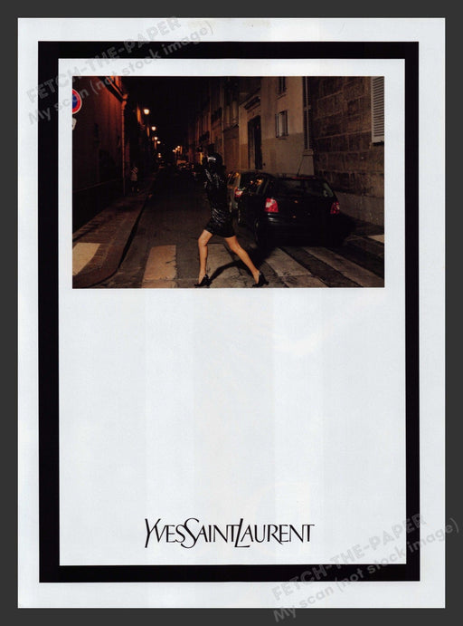 Yves Saint Laurent 2000s Print Advertisement 2007 Legs Walking Night City Fetch the Paper!