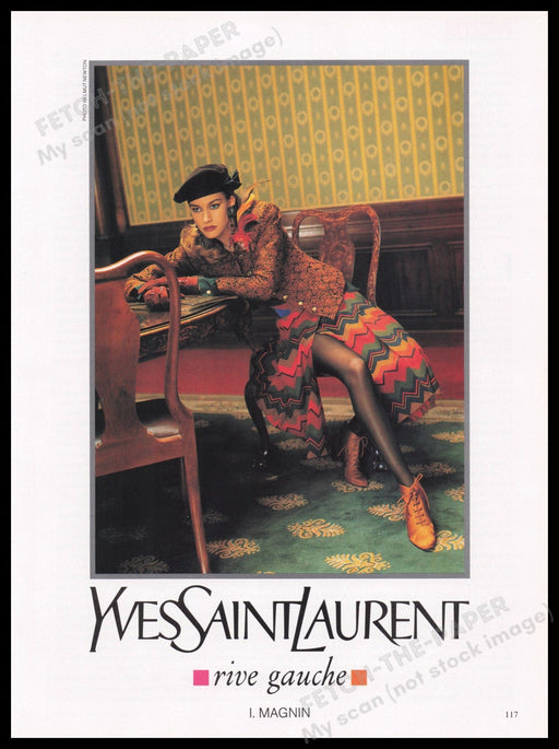 Yves Saint Laurent Clothing 1990s Print Advertisement Ad 1991 Rive Gauche Fetch the Paper!
