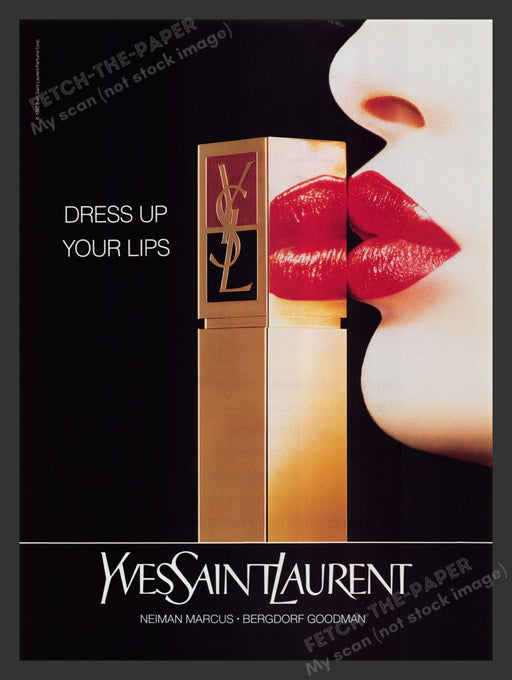 Yves Saint Laurent "Dress Your Lips" Perfume 1990s Print Advertisement Ad 1992 Fetch the Paper!