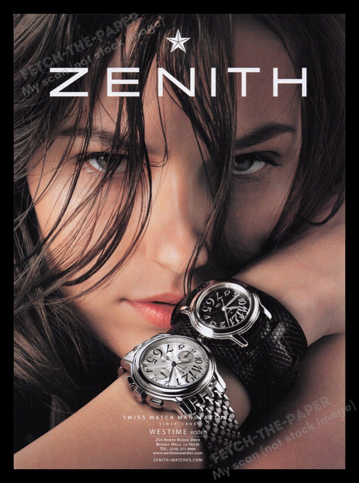 Zenith Watch 2000s Print Advertisement Ad 2004 Sexy Model Swiss Fetch the Paper!
