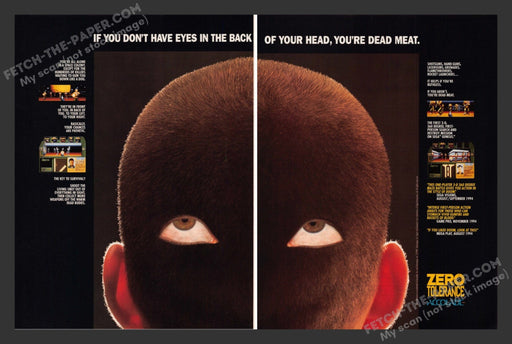 1994 Print Advertisement 2 Page Zero Tolerance Video Game Ad.