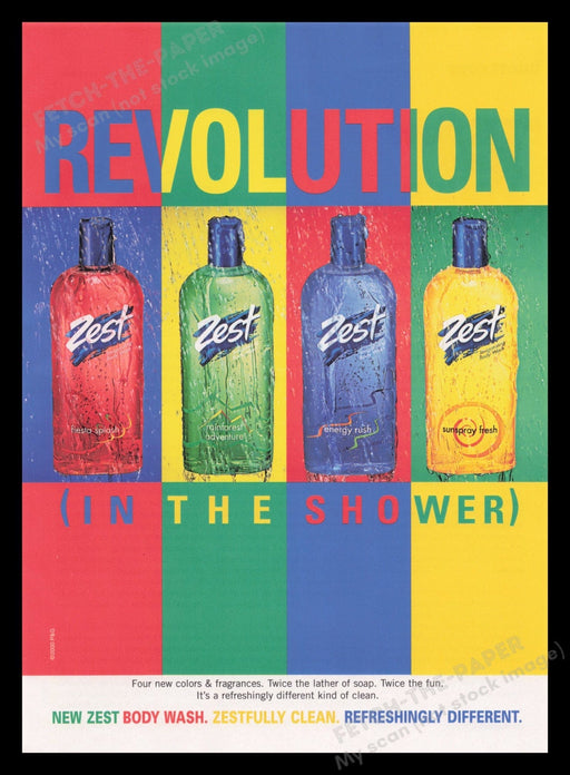 Zest 2000s Print Advertisement Ad 2000 Body Wash Colorful Fetch the Paper!