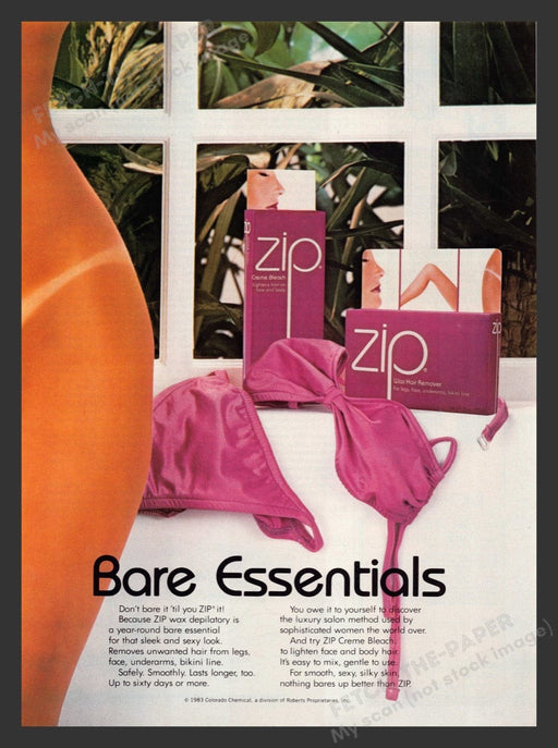 1983 Zip Bare Essentials Hair Remover Print Advertisement Ad